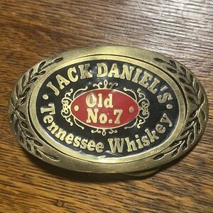 Jack Daniels Old No 7 Tennessee Whiskey Belt Buckle Gold Tone Oval Vintage Style